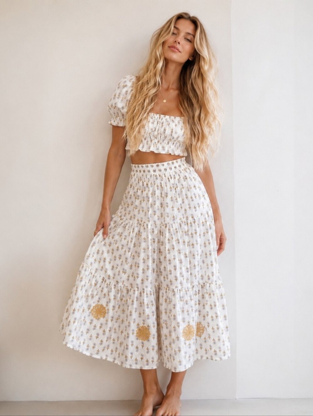 Solitaire Bohemian Tiered Maxi Skirt - Medium
